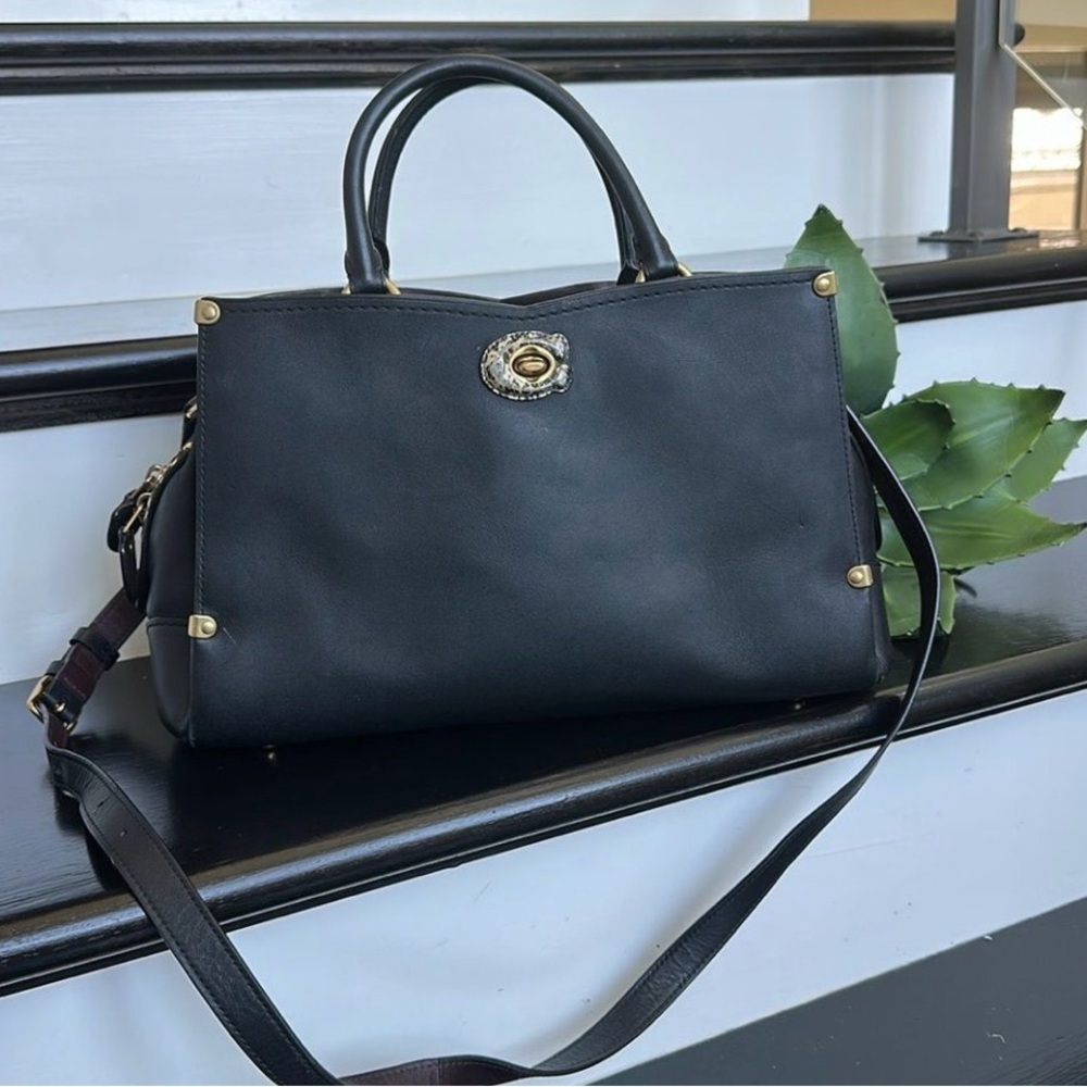Coach Black Leather Satchel with Gold Hardware
